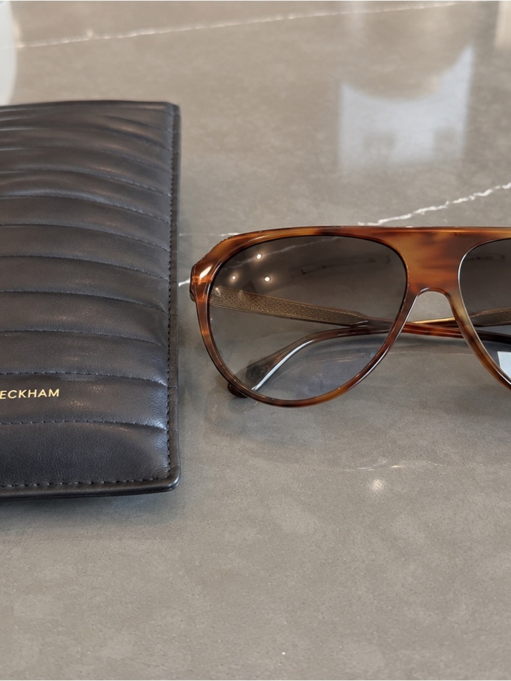Victoria Beckham Tortoiseshell Brown Aviator Sunglasses